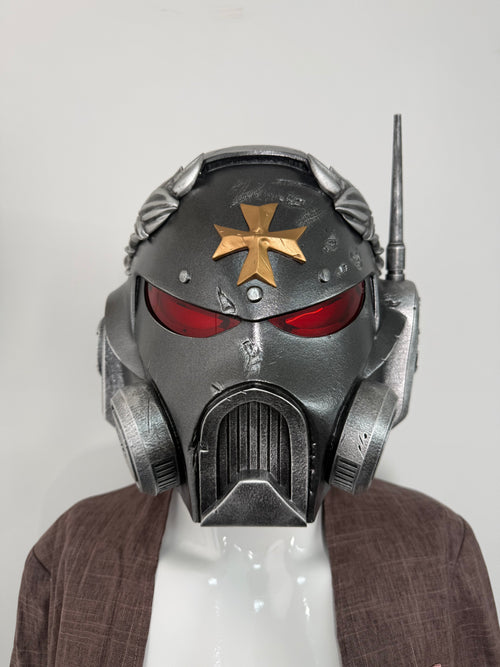 1:1 Wearable Warhammer 40K Black Templars Veteran Laurel MK10 Comms LED Helmet Prop Replica
