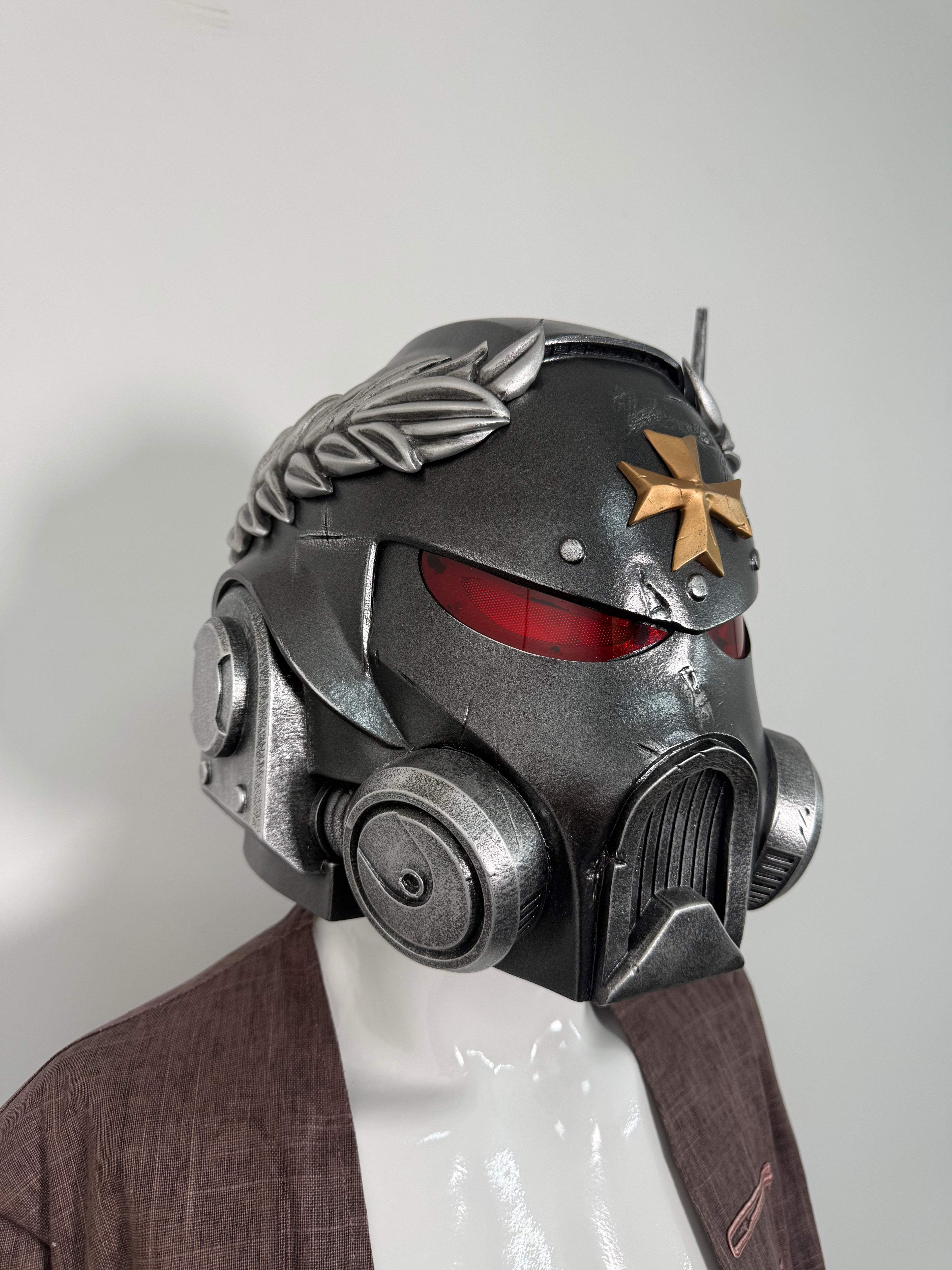1:1 Wearable Warhammer 40K Black Templars Veteran Laurel MK10 Comms LED Helmet Prop Replica